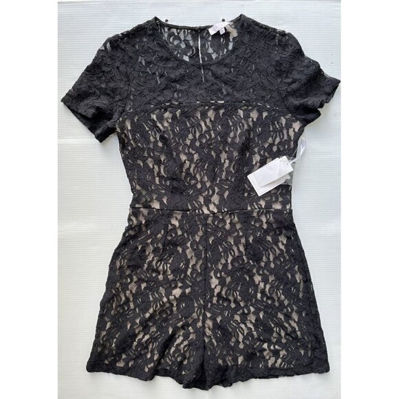 1.State Women's Game On Floral Lined Lace Short Sleeve Romper Size 4 NWT $109 - Picture 3 of 7